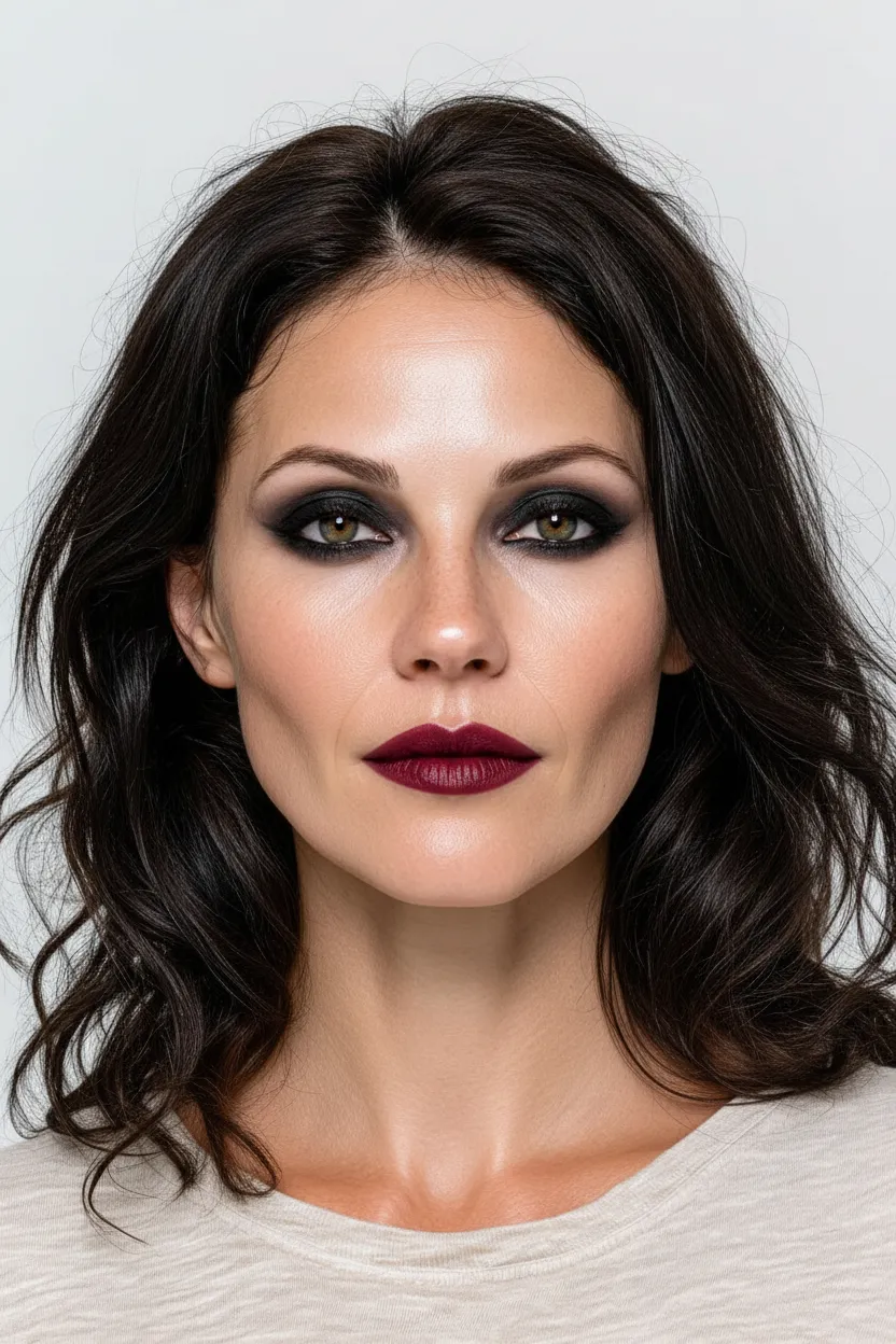 Вечерний драматичный макияж для цветотипа Зима