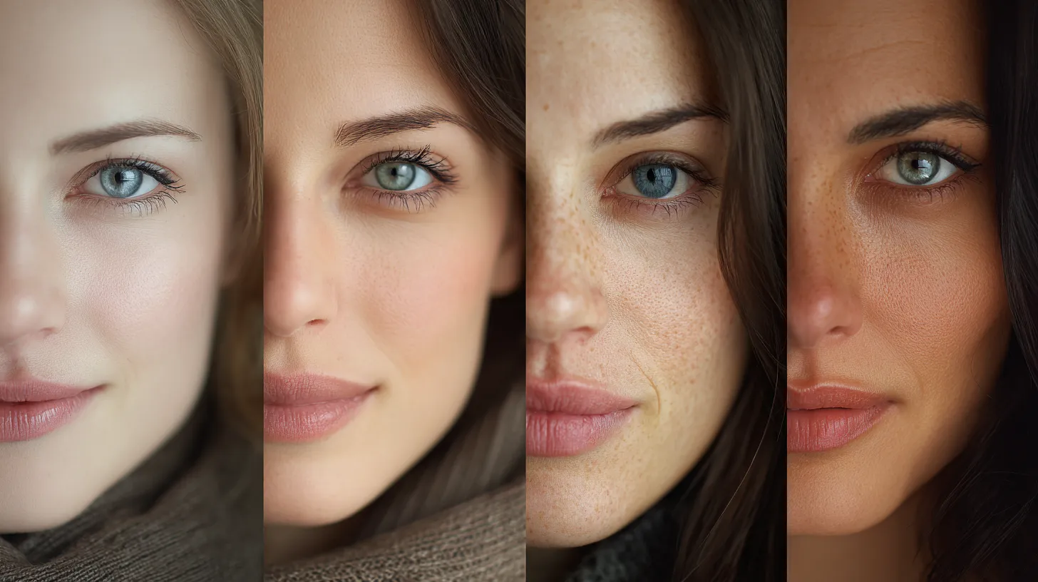 Примеры кожи цветотипа Зима